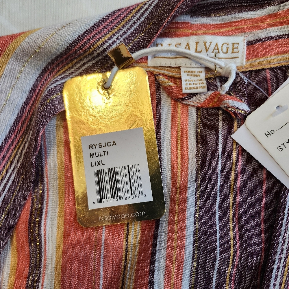 P.J. Salvage Size L/XL Multicolor Striped Cardigan - Picture 6 of 7